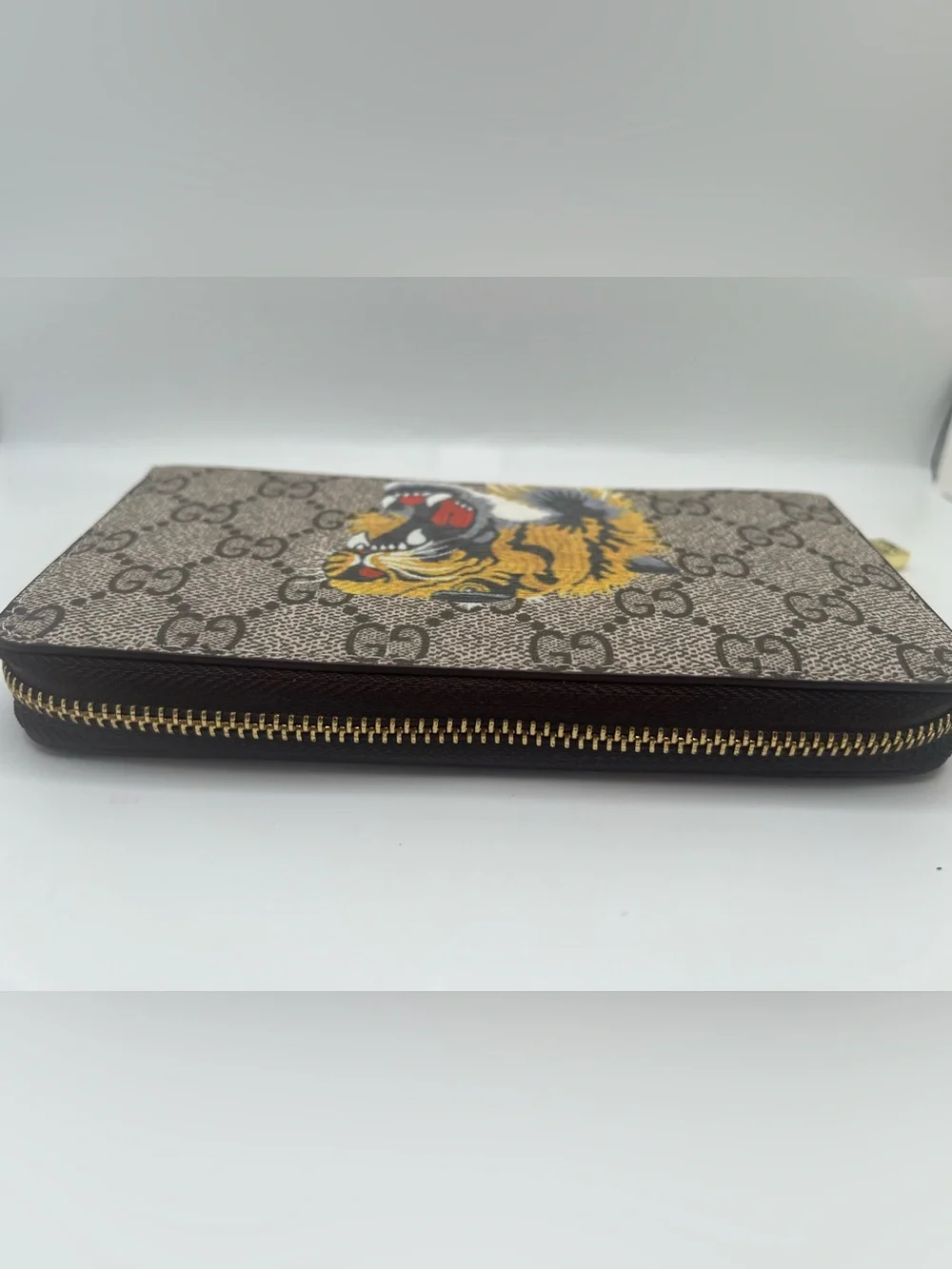 Zip Wallet with Tiger Motif